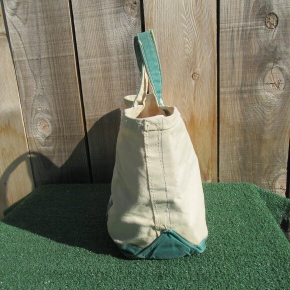Vintage L.L. Bean Green Boat And Tote Canvas Bag LL Bean Freeport Maine Open Top - Picture 4 of 10